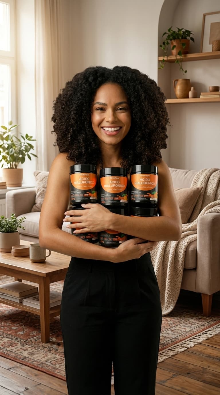 Mulher na sala de estar com Pinepow